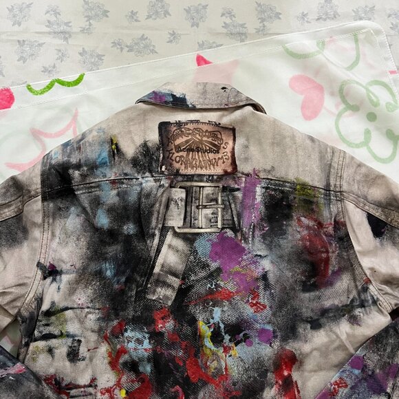 Acne Studios Painter Trompe L'oeil Splatter Graffiti Denim Jacket - Picture 8 of 8
